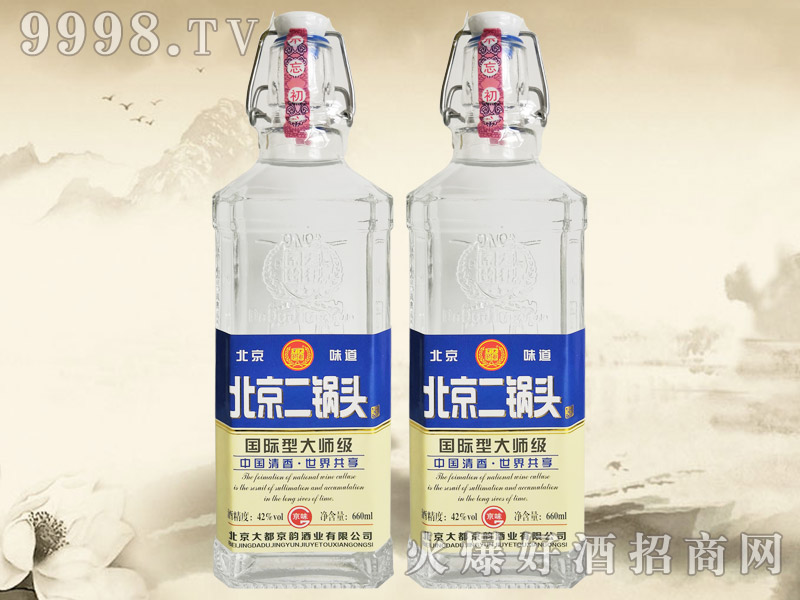 大都京韵北京二锅头酒国际型大师级蓝标42°660ml清香型白酒